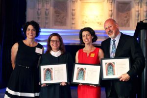 [Photo: Julia with Honorees: Kathryn Fritz, Claire Solot, and Martin Tannenbaum]